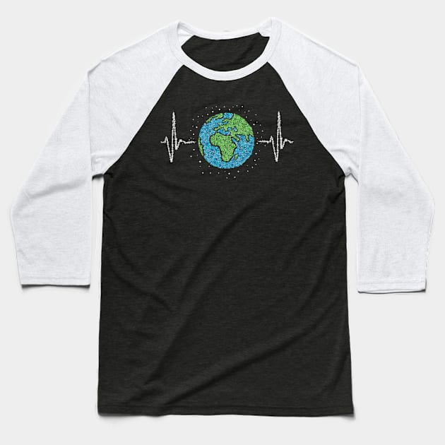 Earth Heartbeat Planet Earth Day Environment Baseball T-Shirt by Kater Karl